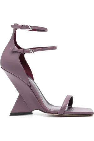The Attico Buty, Kobieta, Fioletowy, 39 EU, Skóra, Liliowe Skórzane Sandały na Koturnie