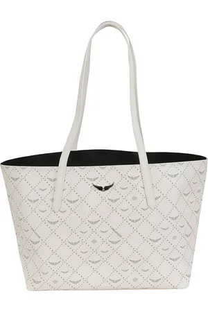 Zadig & Voltaire Torebki, Kobieta, Biały, ONE SIZE, Monogramowa skórzana torba na zakupy z ikonicznym logo