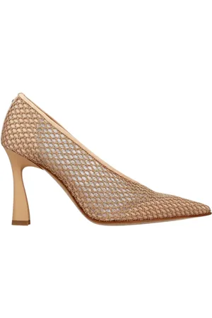 Premiata Buty, Kobieta, Beżowy, 36 EU, Skóra, Haftowane pompy z siateczki z obszyciem skórnym