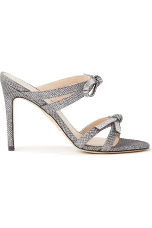 Stuart Weitzman Buty, Kobieta, Szary, 40 1/2 EU, Skóra, Kryształowe Czółenka typu Mules z Kokardą