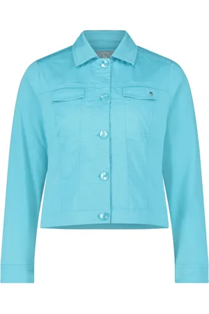 Betty & Co Kurtki, Kobieta, Niebieski, S, Stylowa Kurtka Jeansyowa z Kołnierzem