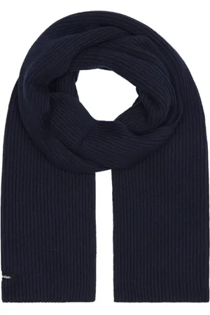 Calvin Klein Akcesoria, Mężczyzna, Niebieski, ONE SIZE, Bawełna, Zimowy Szalik