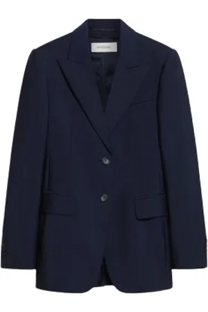 Sportmax Kurtki, Kobieta, Niebieski, S, Niebieska marynarka z mieszanki wełny