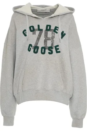 Golden Goose Bluzy, Kobieta, Szary, M, Bawełna, Szara bluza z kapturem i dekoltem w serek