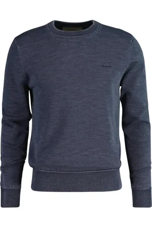 GANT Bluzy, Mężczyzna, Niebieski, L, Ponadczasowy sweter z okrągłym dekoltem