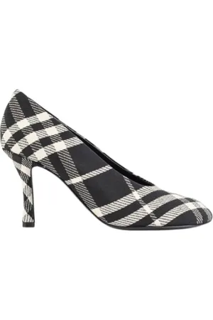 Burberry Buty, Kobieta, Czarny, 40 EU, Czarne i białe czółenka na wysokim obcasie w kratę