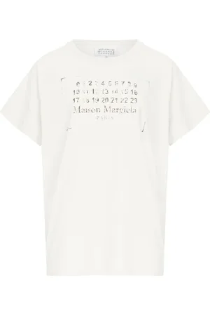 Maison Margiela Koszulki, Kobieta, Biały, M, Bawełna, Koszulka T-shirt z bawełny jersey z logo