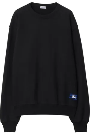 Burberry Bluzy, Mężczyzna, Czarny, S, Bawełna, Czarna Bluza Crew Neck z Motywem Jeźdźca Konnego