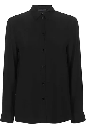 Emporio Armani Bluzki, Kobieta, Czarny, M, Jedwabna koszula – zapinana na guziki