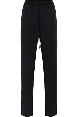 Elisabetta Franchi Spodnie, Kobieta, Czarny, 2XS, Poliester, Czarne Spodnie Jogger z Paskami z Satyny