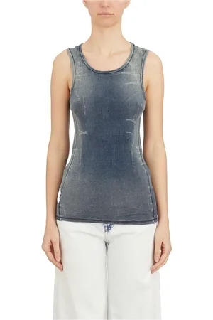 Diesel Koszulki, Kobieta, Niebieski, S, Stylowy Top na Ramiączkach