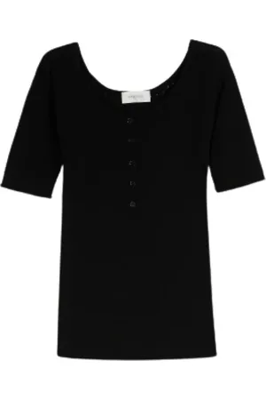 Sportmax Koszulki, Kobieta, Czarny, L, Czarno-szary top