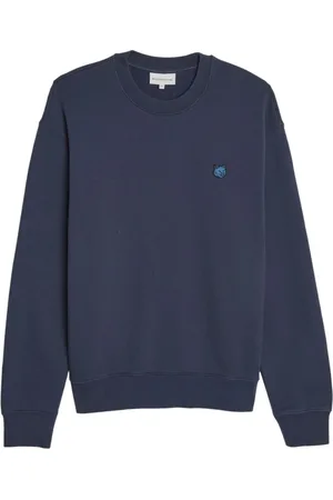 Maison Kitsuné Bluzy, Mężczyzna, Niebieski, M, Bawełna, Wygodna bluza z naszywką Tonal Fox Head
