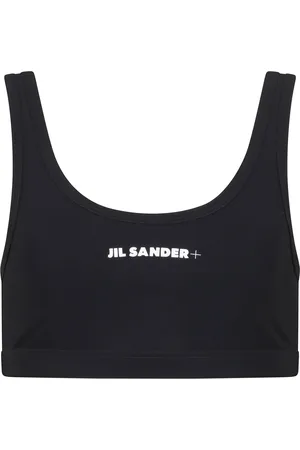 Jil Sander Koszulki, Kobieta, Czarny, S, Biały strój kąpielowy z centralnym logo