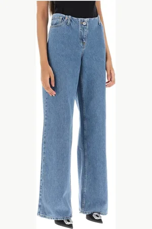 MAGDA BUTRYM Jeansy, Kobieta, Niebieski, S, Denim, Ultra Low Waist Wide Leg Denim