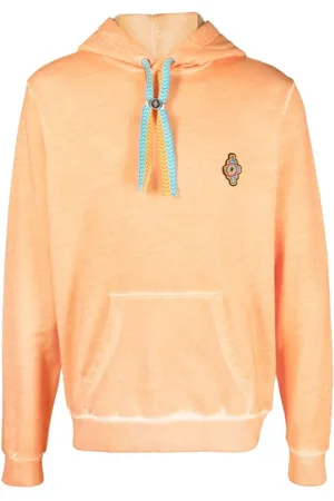 MARCELO BURLON Bluzy, Mężczyzna, Pomarańczowy, L, Bawełna, Sunset Cross Regular Hoodie
