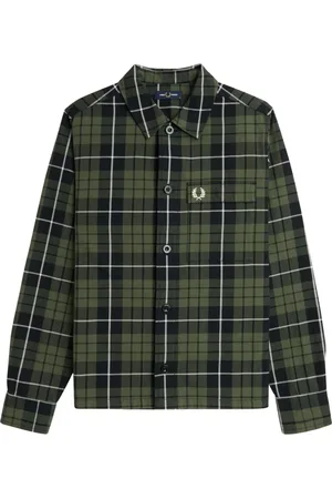 Fred Perry Koszule, Mężczyzna, Zielony, S, Bawełna, Koszula bawełniana w kratę z naszytymi kieszeniami