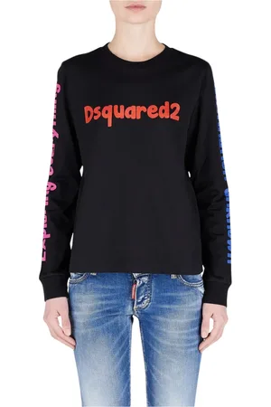 Dsquared2 Bluzy, Kobieta, Czarny, 2XS, Bawełna, Czarna bawełniana bluza z logo