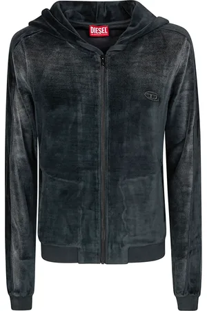 Diesel Bluzy, Kobieta, Czarny, M, Elegancki Sweter Zapinany na Krótki Zamek