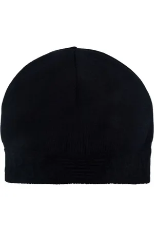 Emporio Armani Akcesoria, Mężczyzna, Niebieski, M, Wełna, Wełniana Czapka Beanie z Logo
