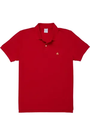 Brooks Brothers Koszulki, Mężczyzna, Czerwony, L, Bawełna, Koszulka Polo Slim-fit z Krótkim Rękawem Pique