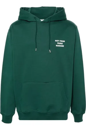 Drôle de Monsieur Bluzy, Mężczyzna, Zielony, 2XL, Bawełna, Zielona Bluza z Kapturem z Nadrukiem Logo, Bawełniana