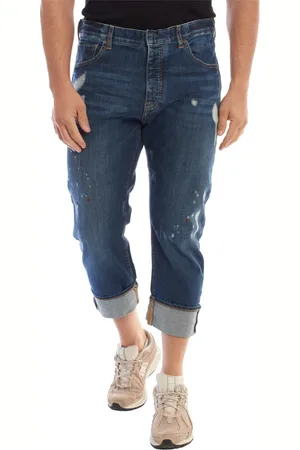 Emporio Armani Jeansy, Mężczyzna, Niebieski, W29, Bawełna, Krótkie jeansy o prostym kroju
