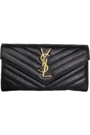 Saint Laurent Pre-owned, Kobieta, Czarny, ONE SIZE, Skóra, Pre-owned skórzane portfele
