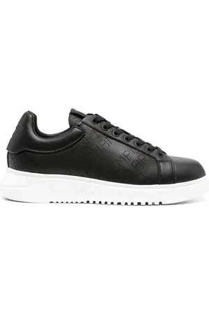 Emporio Armani Buty, Mężczyzna, Czarny, 46 EU, Skóra, Sneakersy Closed