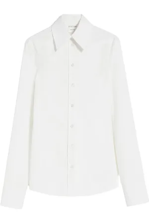 Sportmax Bluzki, Kobieta, Biały, S, Bawełna, Biała koszula bawełniana z kobiecą sylwetką