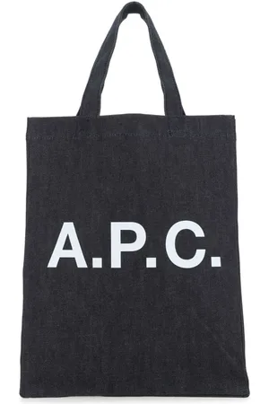A.P.C. Torebki, Mężczyzna, Niebieski, ONE SIZE, Denim, Torba typu tote z denimu z nadrukowanym logo