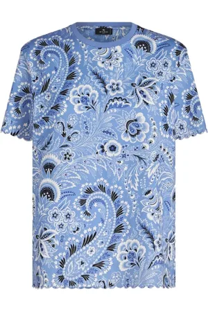Etro Koszulki, Kobieta, Wielobarwność, XS, Bawełna, T-shirt z Okrągłym Dekoltem i Nadrukiem Bandany