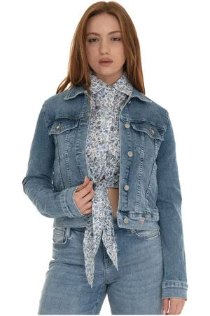 Guess Kurtki, Kobieta, Niebieski, M, Denim, Kurtka Denim Trucker Harrington