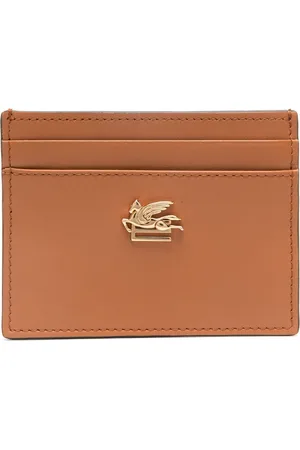 Etro Akcesoria, Kobieta, brązowy, ONE SIZE, Skóra, Brązowy skórzany portfel-etui
