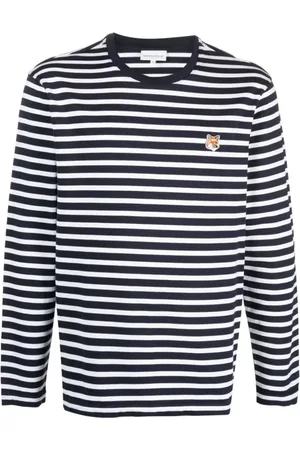 Maison Kitsuné Koszulki, Mężczyzna, Wielobarwność, XL, Bawełna, Fox Head Patch Marin Tee Shirt
