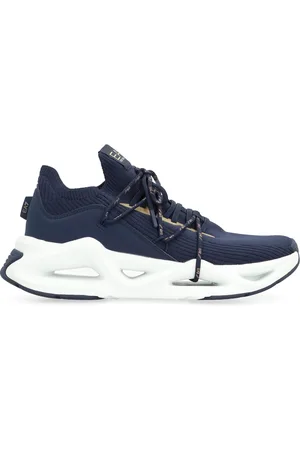 EA7 Buty, Mężczyzna, Niebieski, 41 1/2 EU, Poliester, Dzianinowe sneakersy low-top z grubą podeszwą