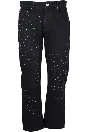 Chiara Ferragni Spodnie, Kobieta, Czarny, W30, Bawełna, Spodnie Strass Galaxy