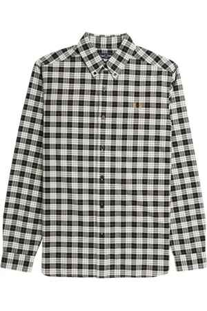 Fred Perry Koszule, Mężczyzna, Czarny, S, Bawełna, Koszula Oxford w kratę Tartan