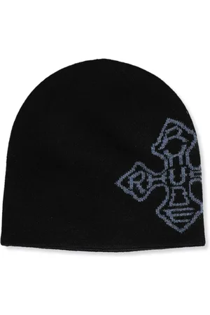 Rhude Akcesoria, Mężczyzna, Czarny, ONE SIZE, Kaszmir, Czarny Kapelusz z Wełny i Kaszmiru z Wzorem