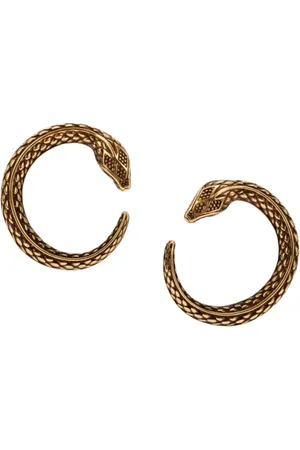 Roberto Cavalli Akcesoria, Kobieta, Żółty, ONE SIZE, Kolczyki w kształcie węża w odcieniu złota