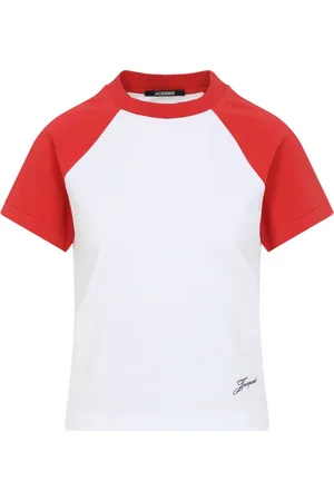 Jacquemus Koszulki, Kobieta, Biały, S, Baseball Style Mini T-shirt