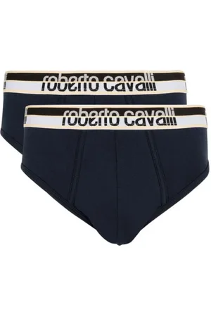 Roberto Cavalli Bielizna, Mężczyzna, Niebieski, S, Bawełna, Zestaw Majtek z Logo Żakardowym w Pasie