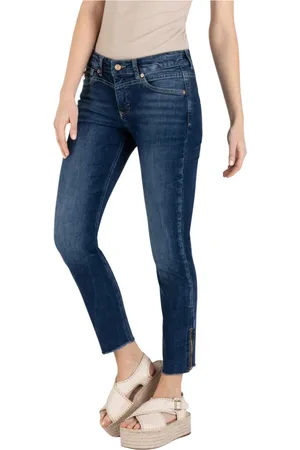 Mac Jeansy, Kobieta, Niebieski, XL, Bawełna, Eleganckie, dopasowane dżinsy o skróconym kroju