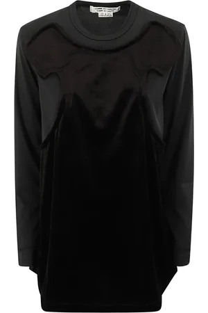 Comme des Garçons Koszulki, Kobieta, Czarny, M, Poliester, Bluzka z Długim Rękawem z Detalem Chenille