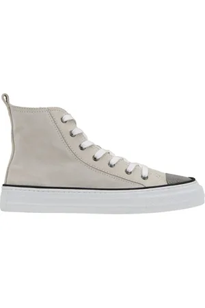 Brunello Cucinelli Buty, Kobieta, Beżowy, 37 EU, Zamsz, Sznurowane sneakersy z zamszu z dżetami