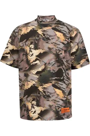 Heron Preston Koszulki, Mężczyzna, Wielobarwność, S, Bawełna, T-shirt z logo i nadrukiem kamuflażu