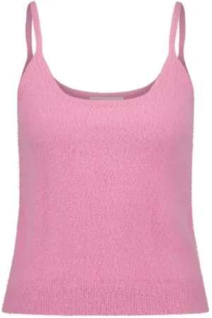 Fabienne Chapot Koszulki, Kobieta, Różowy, 2XL, Nylon, Różowa bluzka damska z okrągłym dekoltem
