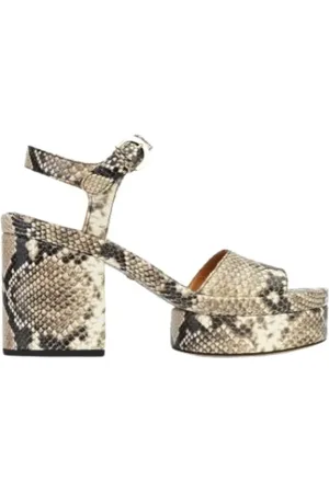 Chloé Buty, Kobieta, Szary, 39 EU, Skóra, Sandały na platformie Python Embossed