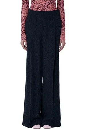 DRIES VAN NOTEN Spodnie, Kobieta, Czarny, M, Spodnie Stretch z Wykończeniem