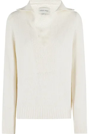 Loulou Studio Swetry, Kobieta, Biały, S, Stylowy sweter z dekoltem w serek